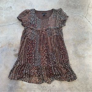 Love Culture Woman’s Brown Flower print Short Sleeve Midi Dress